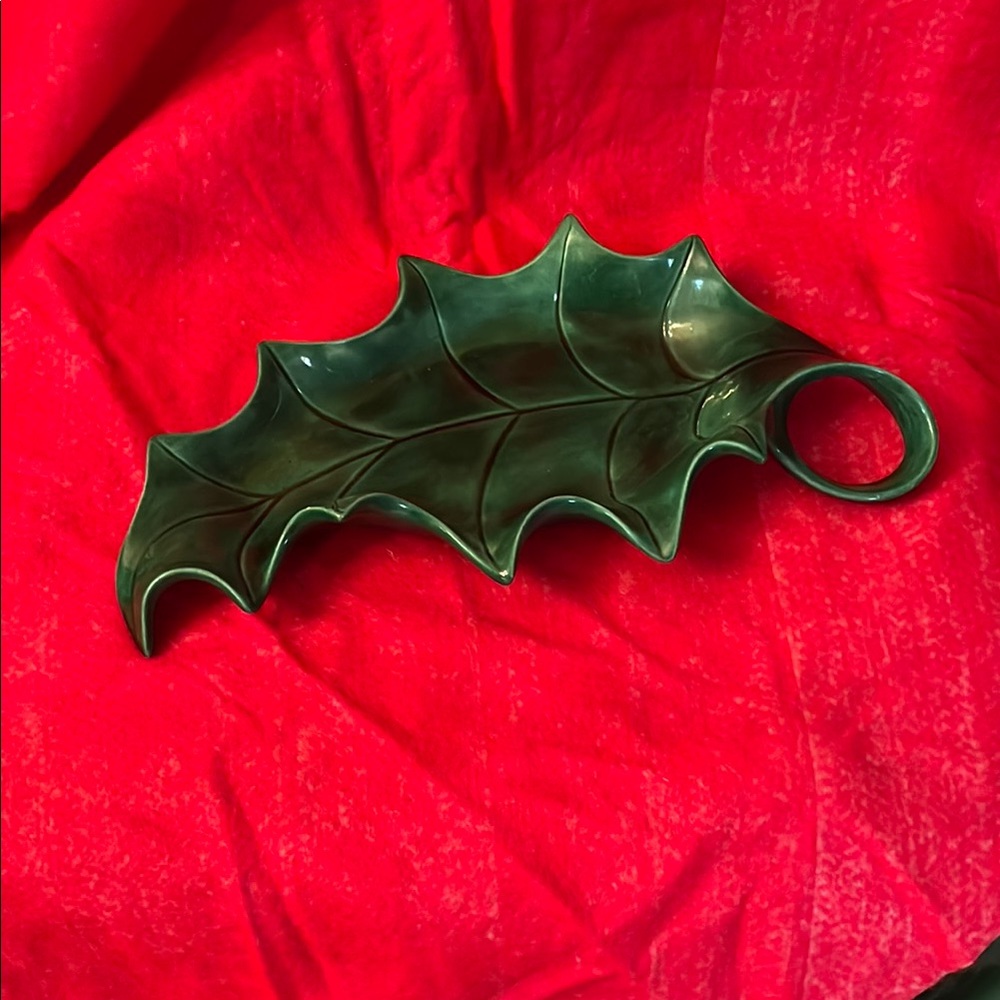 Festive Green Leaf Serving Dish